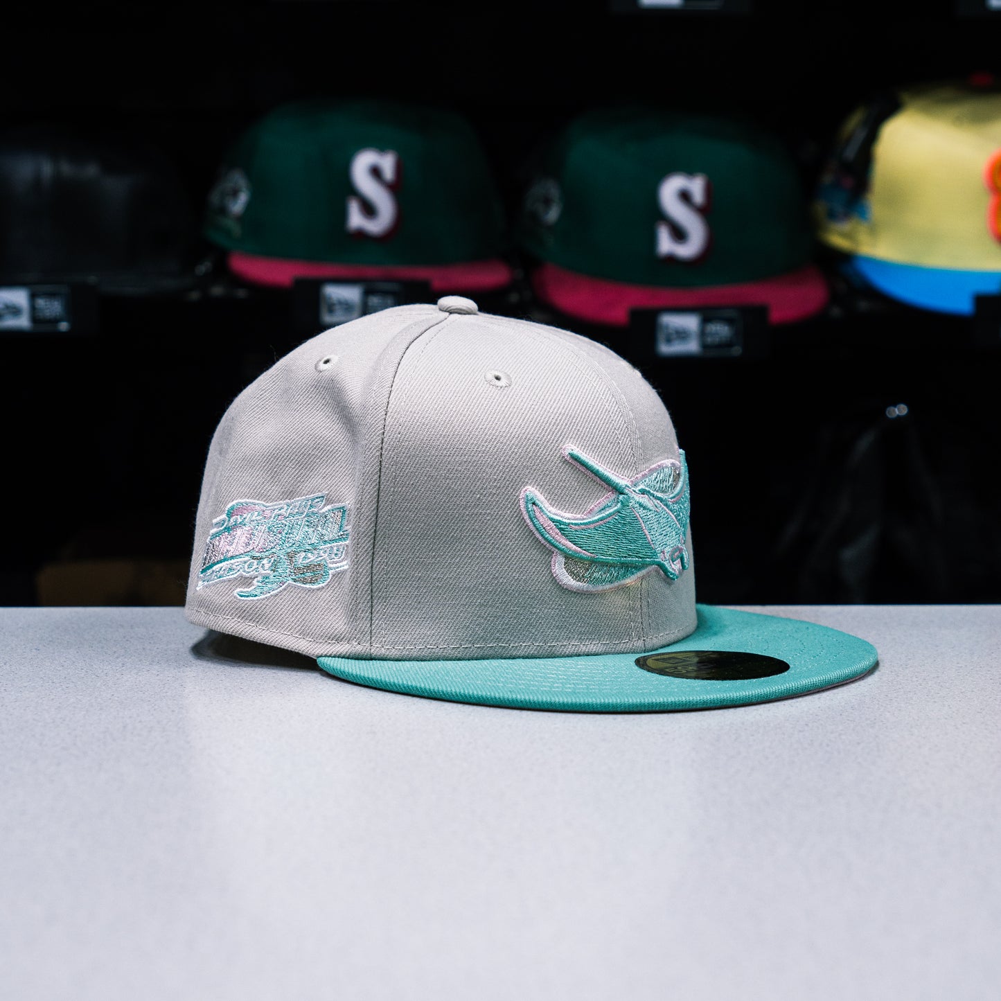 NEW ERA Tampa Bay Rays Authentic 98 Stone Clear Mint 59FIFTY Fitted Cap