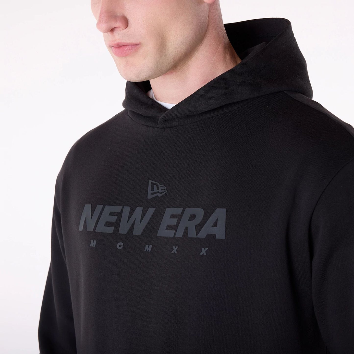 New Era Flag Logo Black Oversized Pullover Hoodie