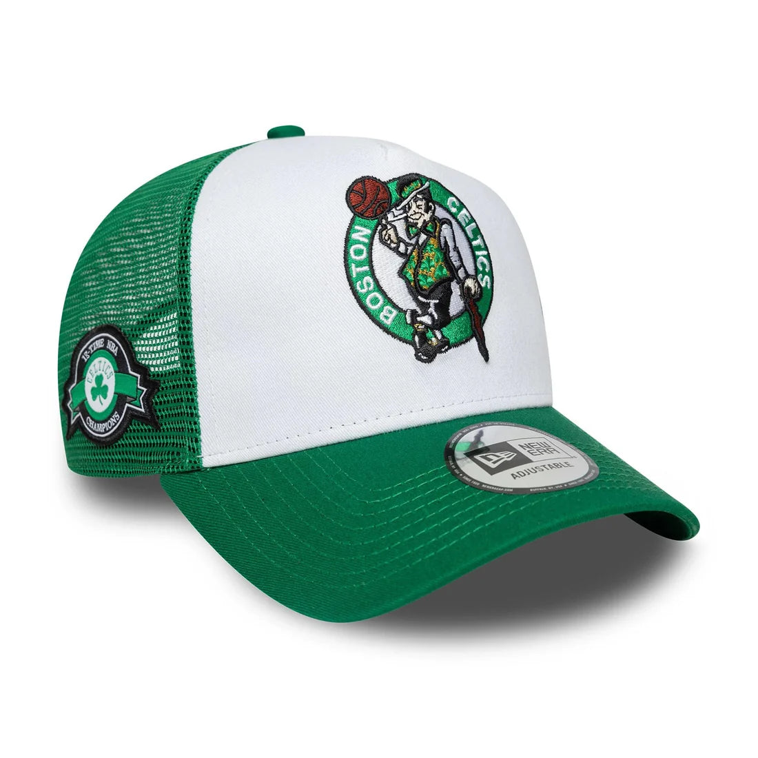 NEW ERA Boston Celtics NBA Side Patch Green 9FORTY A-Frame Trucker Adjustable Cap
