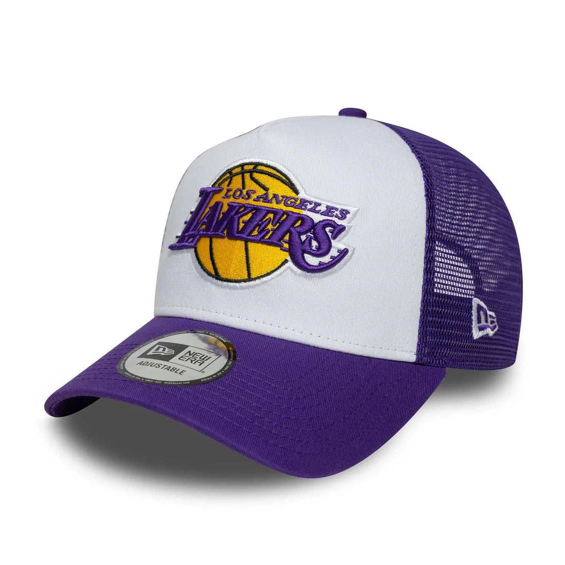 NEW ERA LA Lakers NBA Side Patch Purple 9FORTY A-Frame Trucker Adjustable Cap