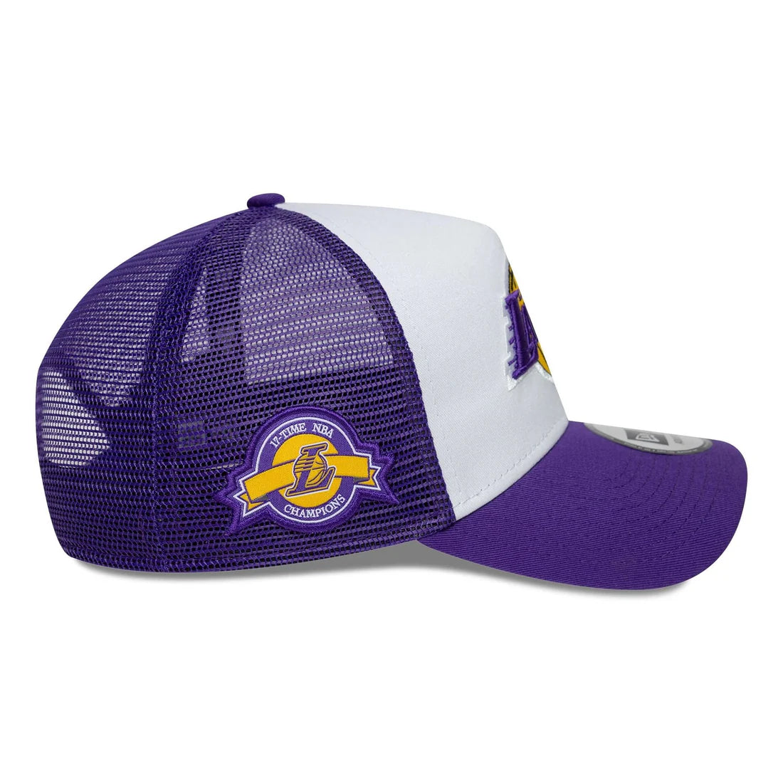 NEW ERA LA Lakers NBA Side Patch Purple 9FORTY A-Frame Trucker Adjustable Cap