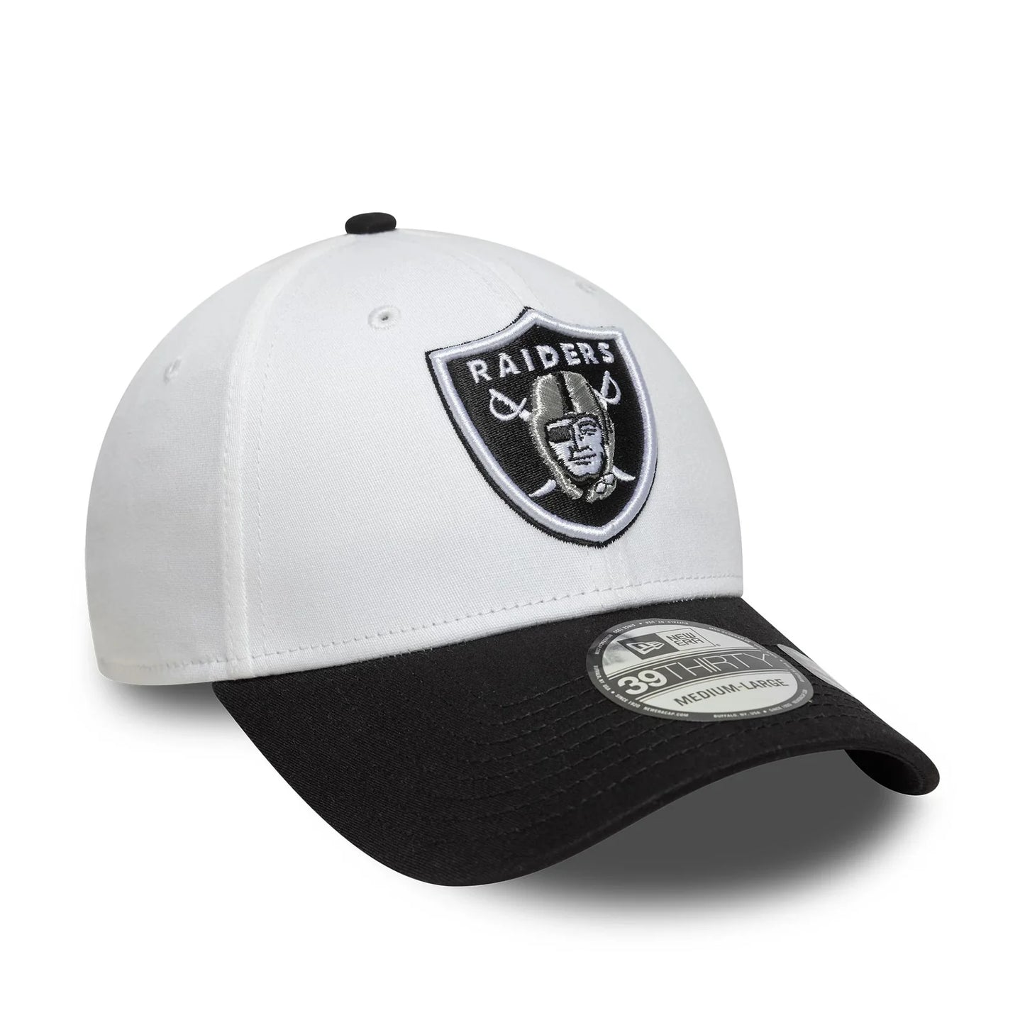 NEW ERA Las Vegas Raiders NFL Team Logo White 39THIRTY Stretch Fit Adjustable Cap