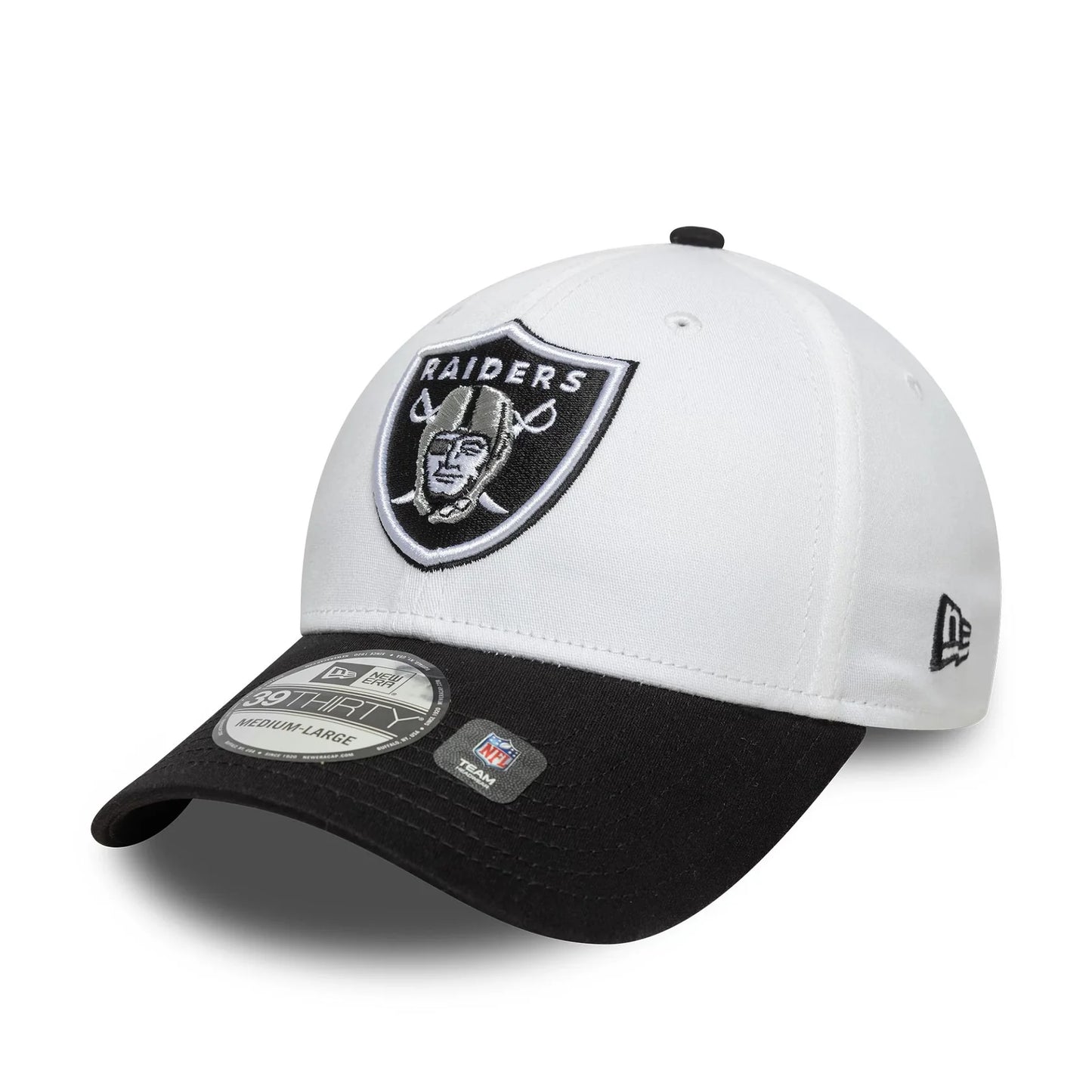 NEW ERA Las Vegas Raiders NFL Team Logo White 39THIRTY Stretch Fit Adjustable Cap
