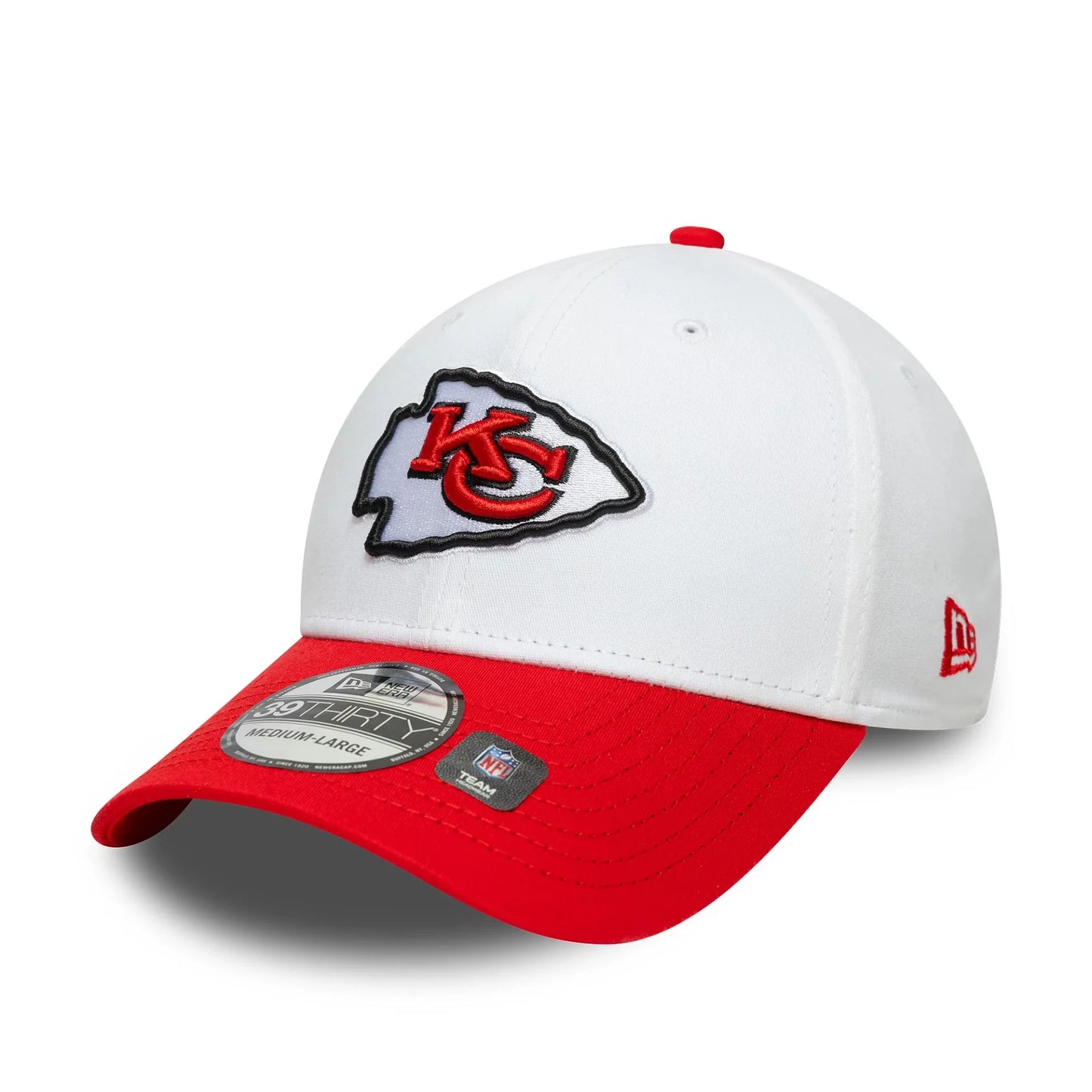 NEW ERA Kansas City Chiefs NFL Team Logo White 39THIRTY Stretch Fit Adjustable Cap