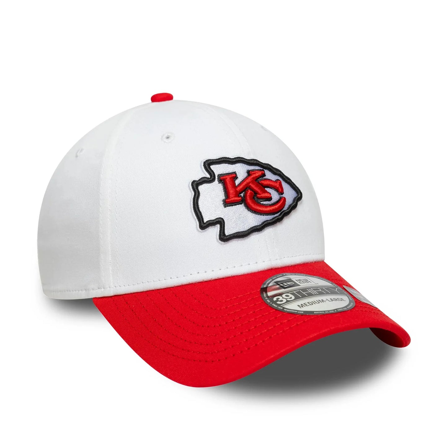 NEW ERA Kansas City Chiefs NFL Team Logo White 39THIRTY Stretch Fit Adjustable Cap