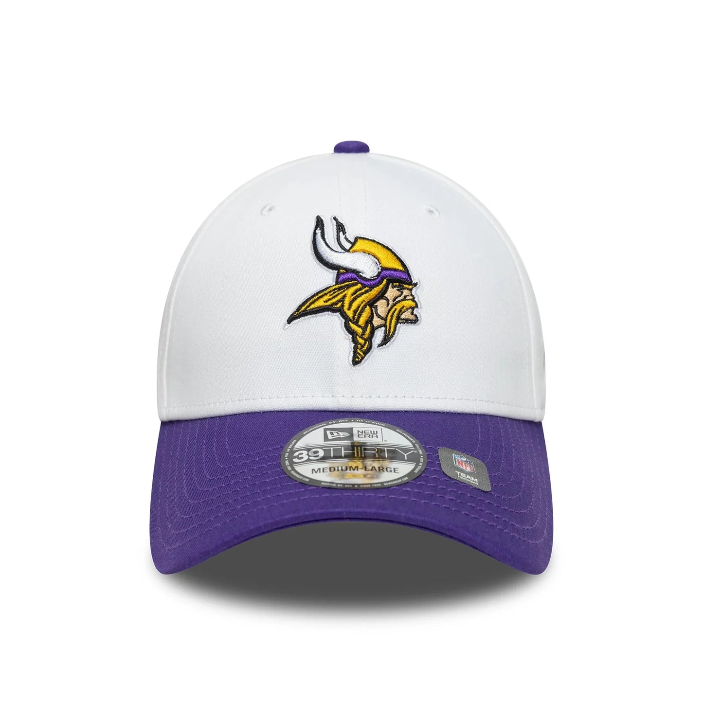 NEW ERA Minnesota Vikings NFL Team Logo White 39THIRTY Stretch Fit Adjustable Cap