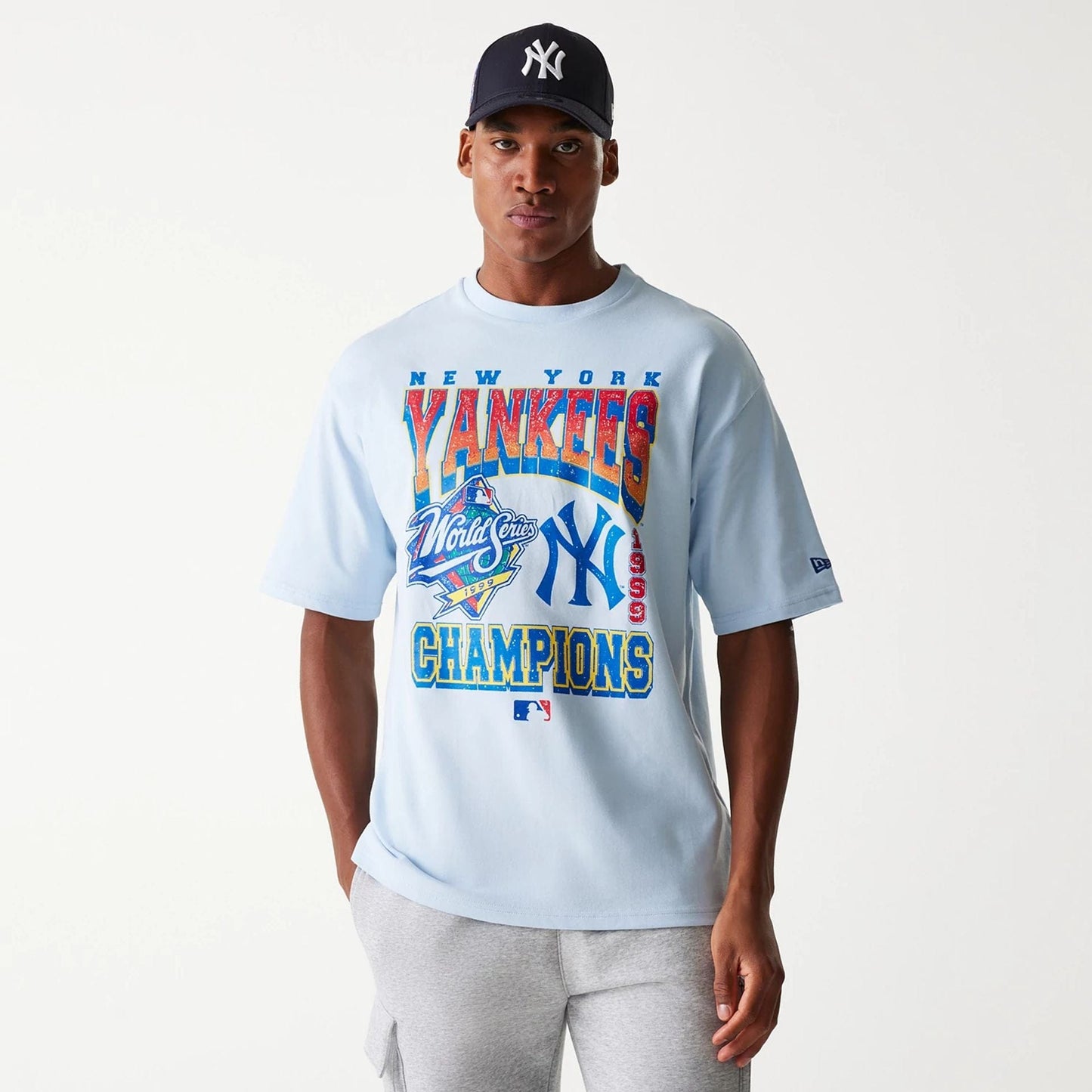 New Era New York Yankees MLB World Series Pastel Blue Oversized T-Shirt