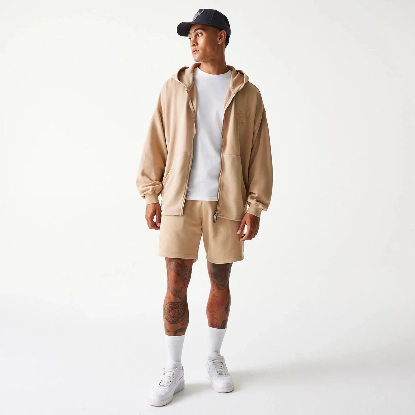 New Era Chicago Bulls NBA Washed Beige Full Zip Hoodie