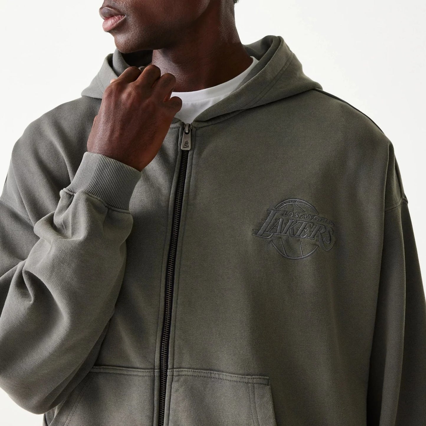 New Era LA Lakers NBA Washed Grey Full Zip Hoodie
