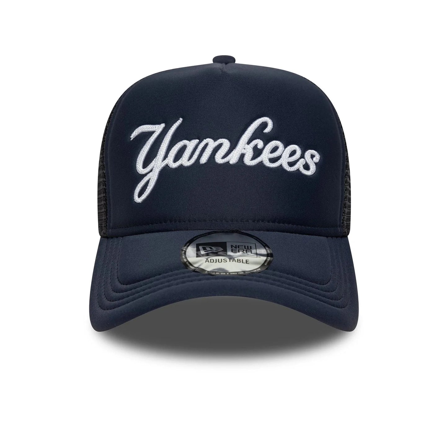 NEW ERA New York Yankees MLB Script Navy 9FORTY A-Frame Trucker Adjustable Cap