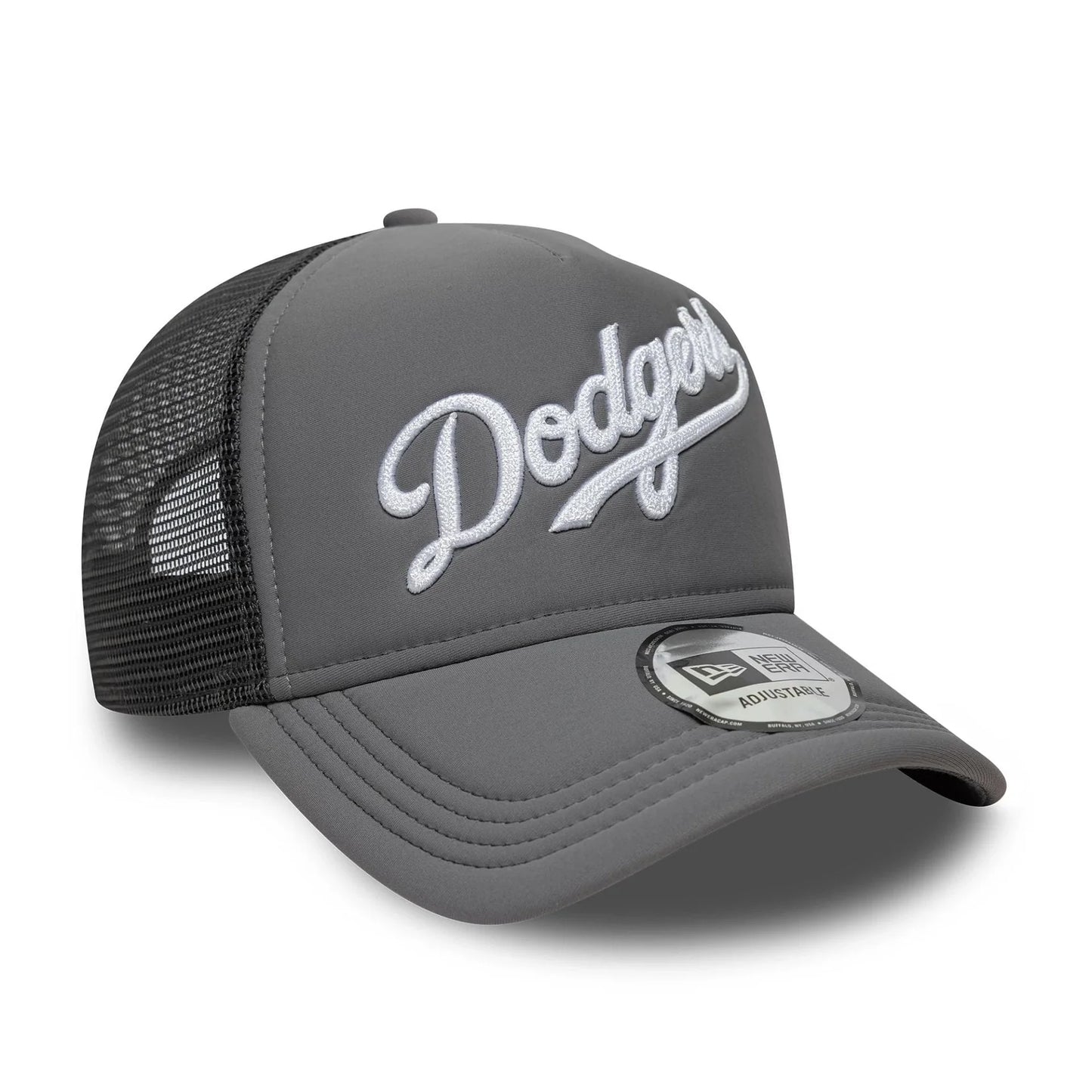 NEW ERA LA Dodgers MLB Script Grey 9FORTY A-Frame Trucker Adjustable Cap