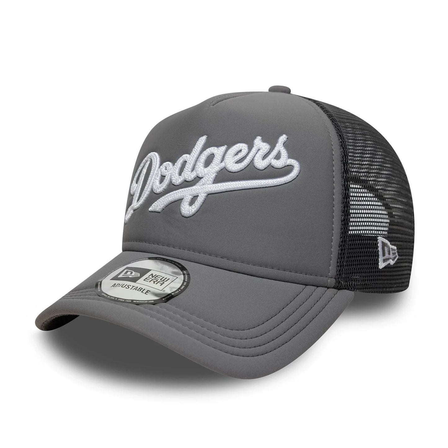 NEW ERA LA Dodgers MLB Script Grey 9FORTY A-Frame Trucker Adjustable Cap