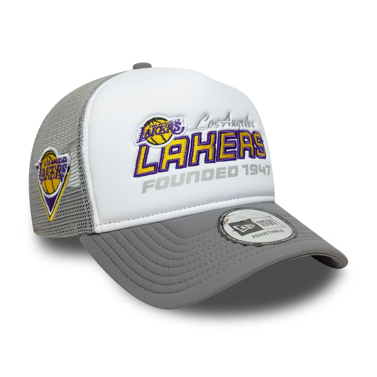 NEW ERA LA Lakers NBA Graphic Grey 9FORTY A-Frame Trucker Adjustable Cap