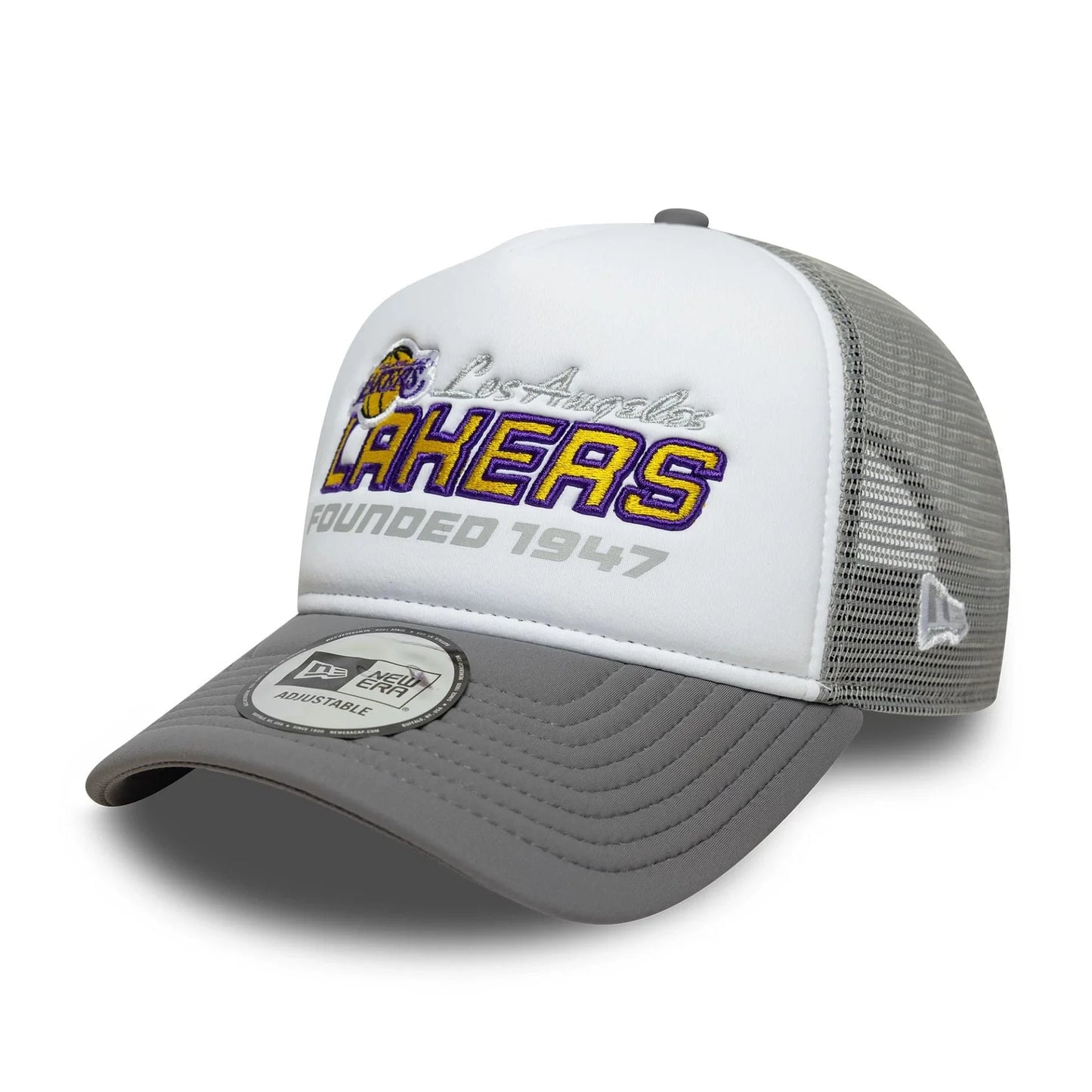 NEW ERA LA Lakers NBA Graphic Grey 9FORTY A-Frame Trucker Adjustable Cap