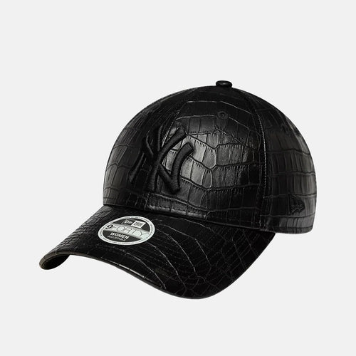 NEW ERA Womens 9FORTY NY YANKEES CROC Black Croc Embossed Faux Leather Cap