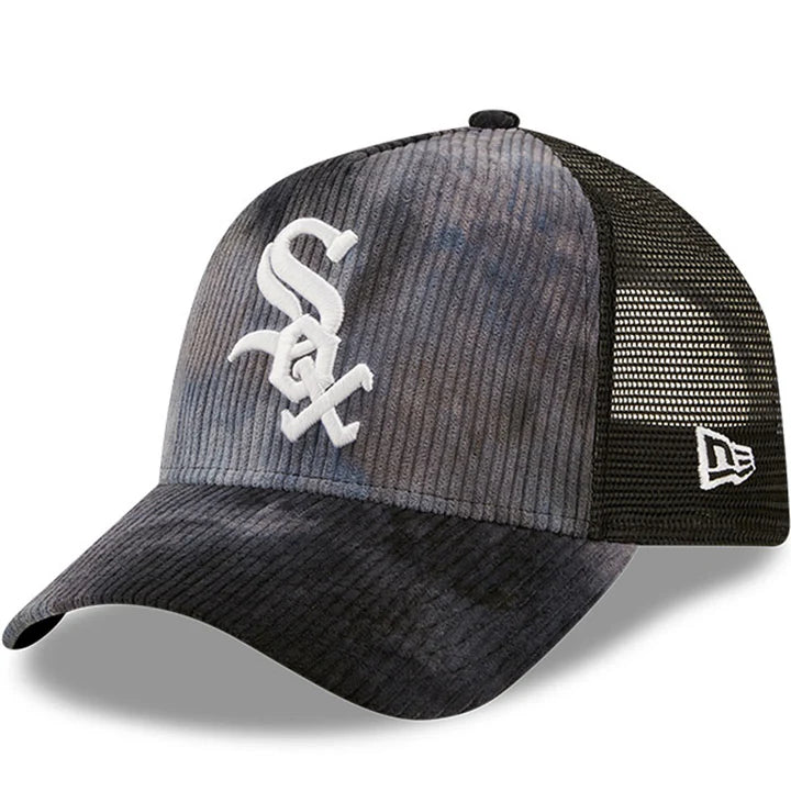 New Era Tie Dye Cord Chicago White Sox Black 9FORTY A-Frame TRUCKER Cap