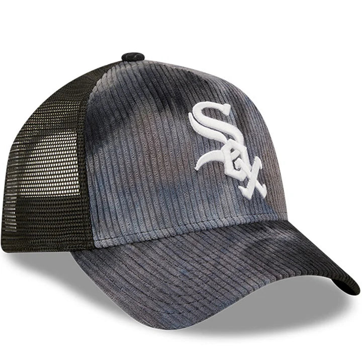 New Era Tie Dye Cord Chicago White Sox Black 9FORTY A-Frame TRUCKER Cap