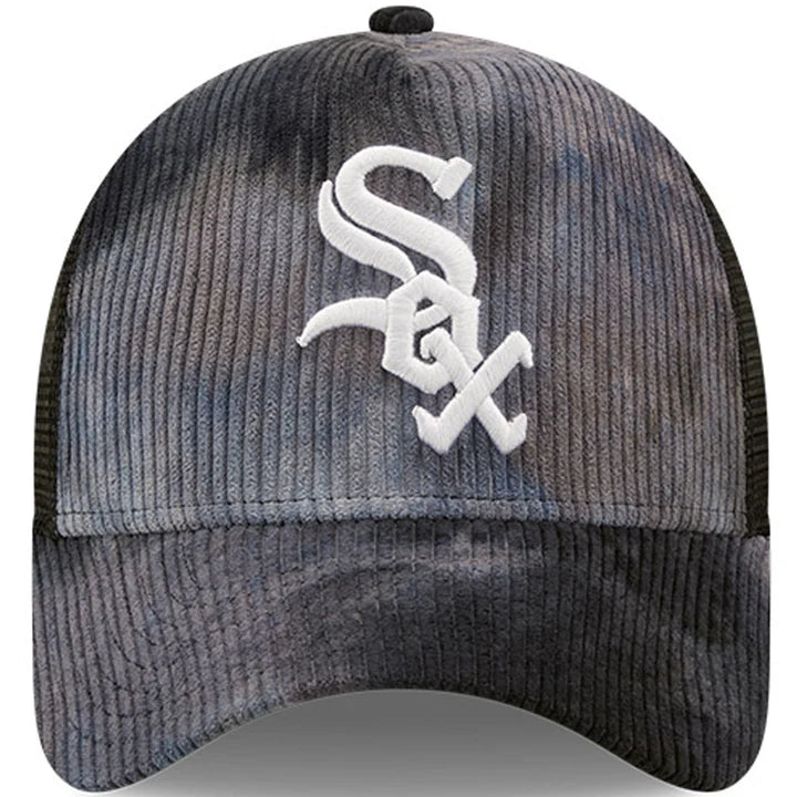 New Era Tie Dye Cord Chicago White Sox Black 9FORTY A-Frame TRUCKER Cap