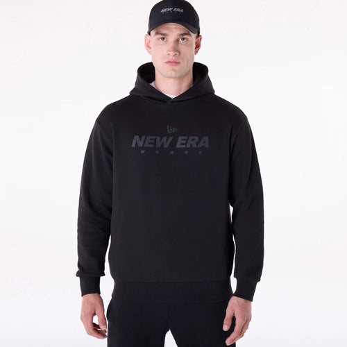 New Era Flag Logo Black Oversized Pullover Hoodie