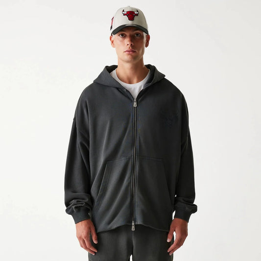 New Era Chicago Bulls NBA Washed Grey Full Zip Hoodie