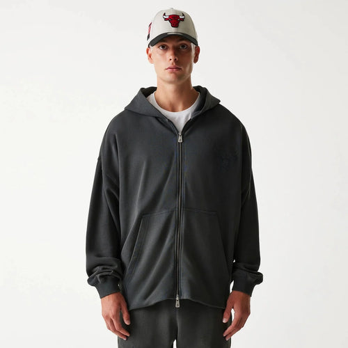 New Era Chicago Bulls NBA Washed Grey Full Zip Hoodie