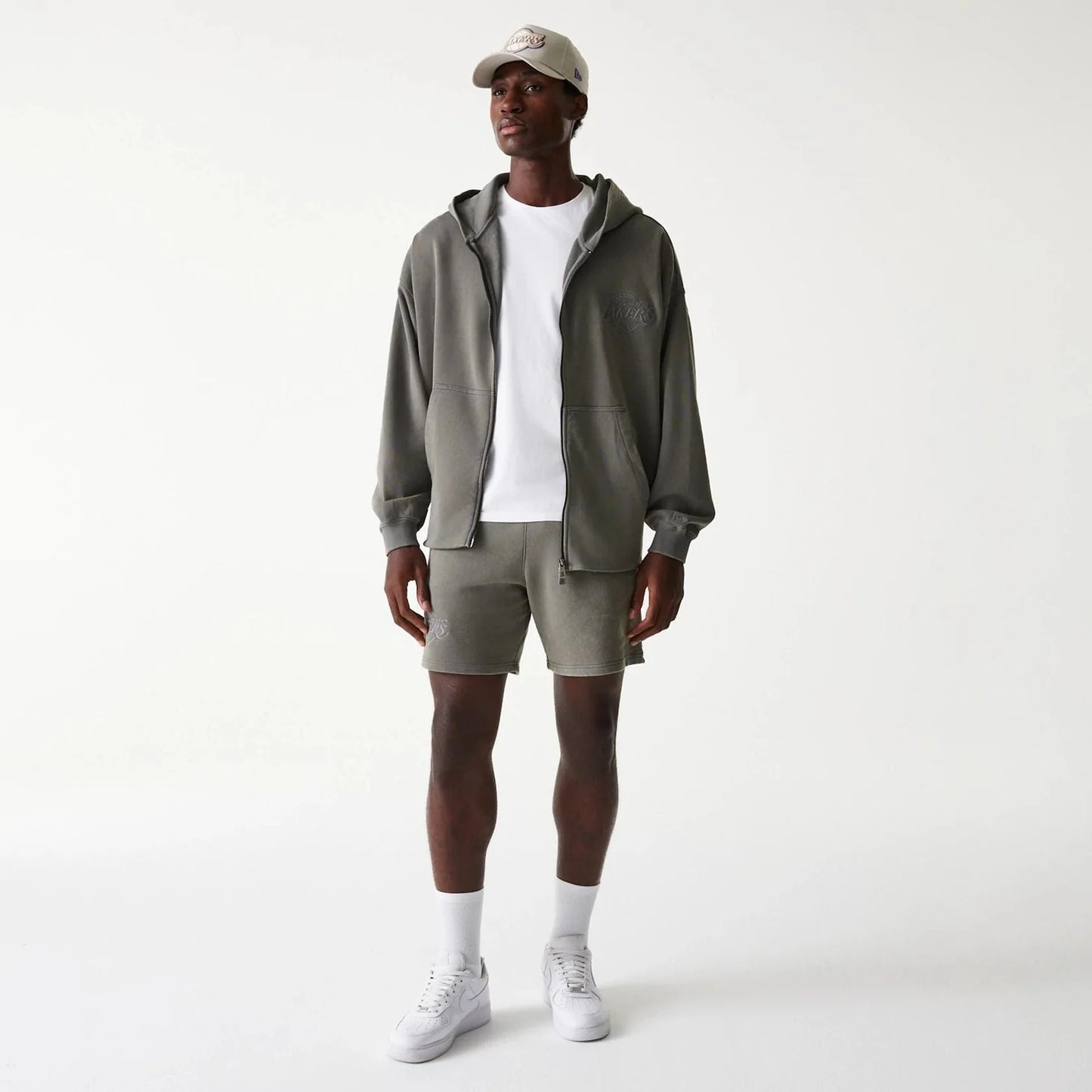 New Era LA Lakers NBA Washed Grey Full Zip Hoodie