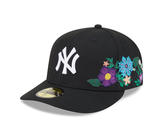 New Era New York Yankees Tonal Floral Black Pre-curved 59FIFTY Fitted Cap