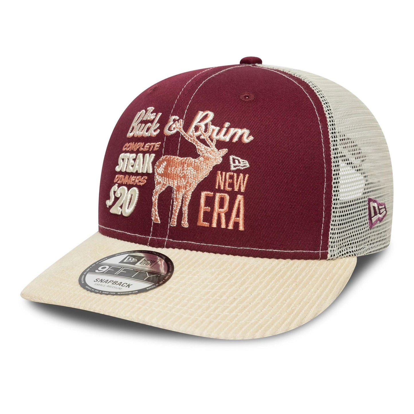 NEW ERA Cord Visor Dark Red 9FIFTY Pre-curved Trucker Snapback Adjustable Cap