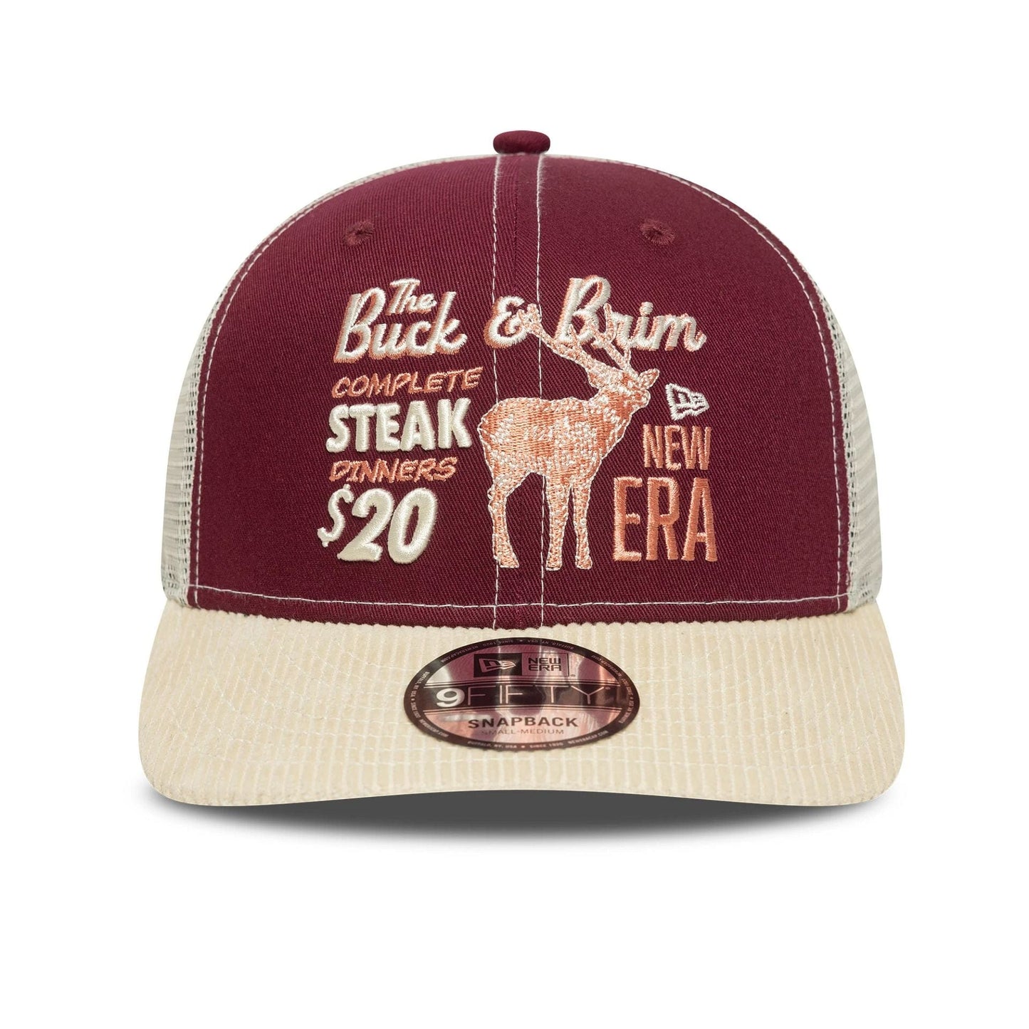 NEW ERA Cord Visor Dark Red 9FIFTY Pre-curved Trucker Snapback Adjustable Cap