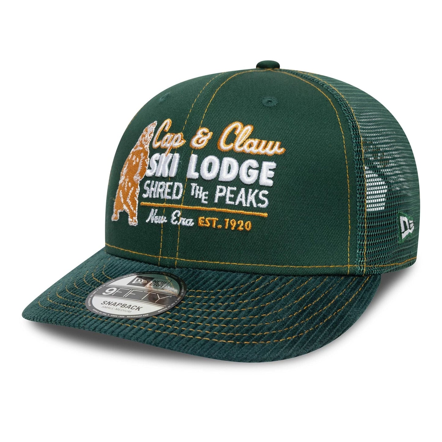 NEW ERA New Era Cord Visor Dark Green 9FIFTY Pre-curved Trucker Snapback Adjustable Cap