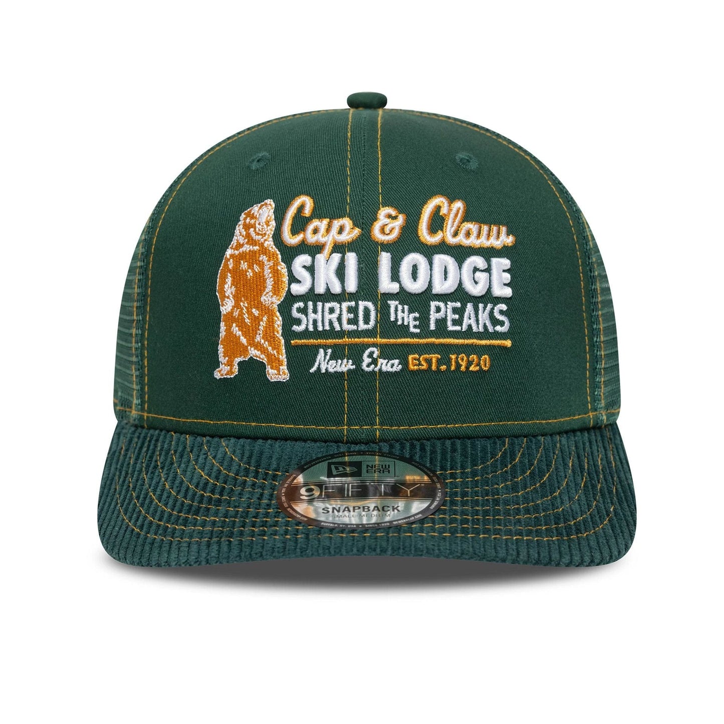 NEW ERA New Era Cord Visor Dark Green 9FIFTY Pre-curved Trucker Snapback Adjustable Cap