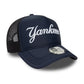 NEW ERA New York Yankees MLB Script Navy 9FORTY A-Frame Trucker Adjustable Cap