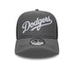 NEW ERA LA Dodgers MLB Script Grey 9FORTY A-Frame Trucker Adjustable Cap