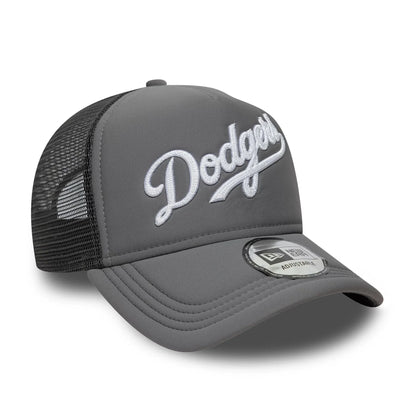 NEW ERA LA Dodgers MLB Script Grey 9FORTY A-Frame Trucker Adjustable Cap