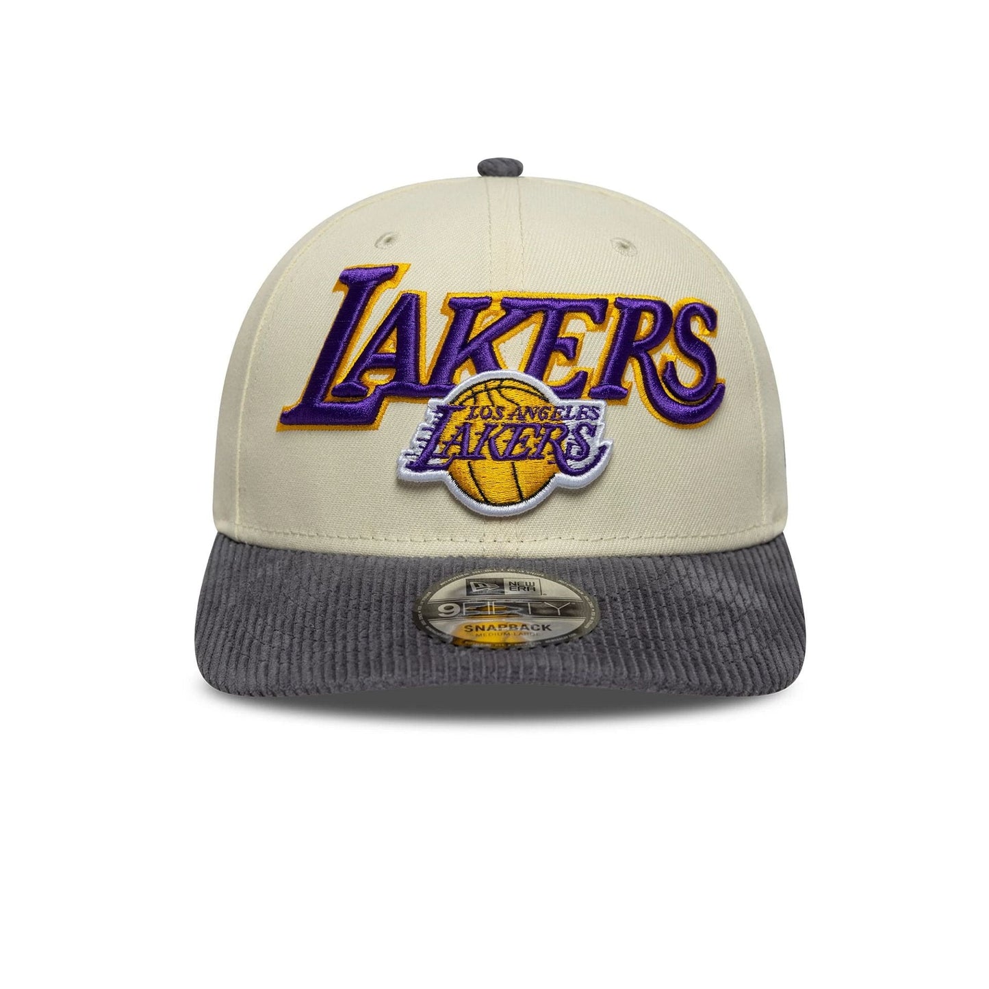 NEW ERA LA Lakers NBA Cord Visor Cream Pre-curved 9FIFTY Snapback Adjustable Cap
