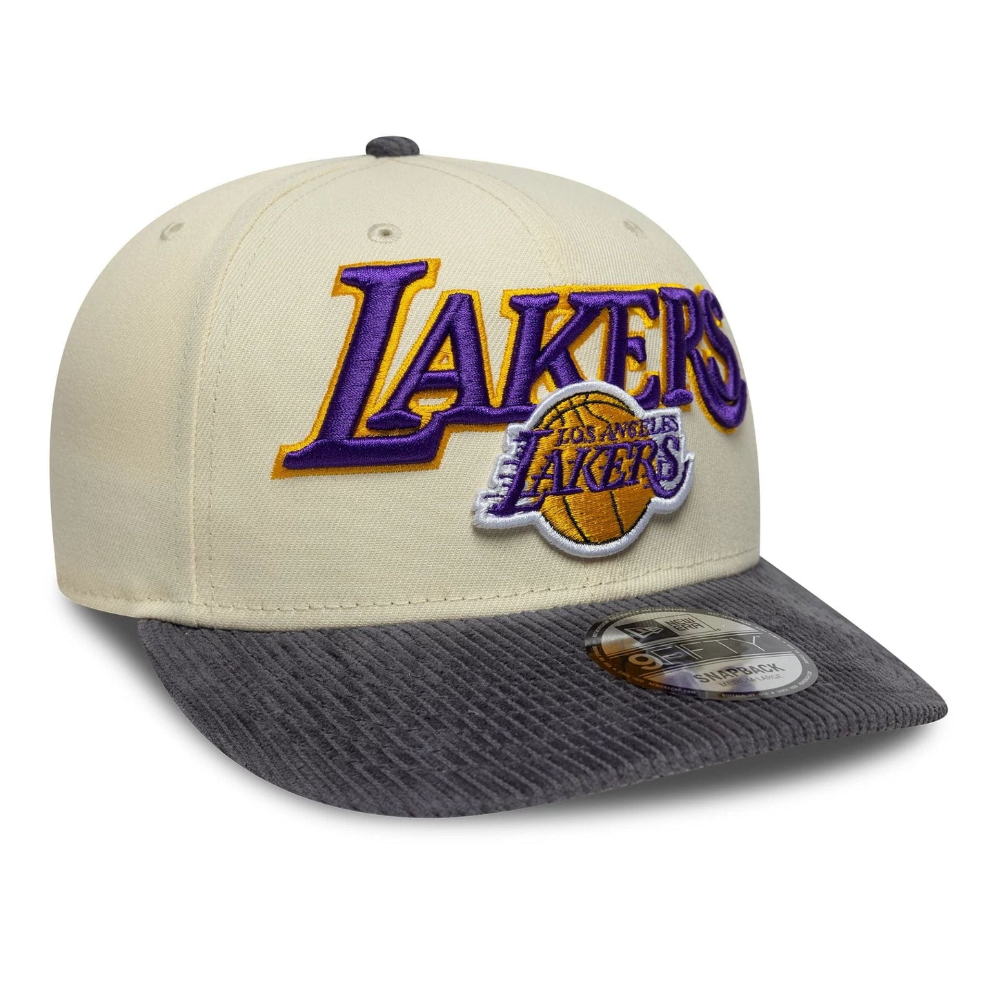NEW ERA LA Lakers NBA Cord Visor Cream Pre-curved 9FIFTY Snapback Adjustable Cap