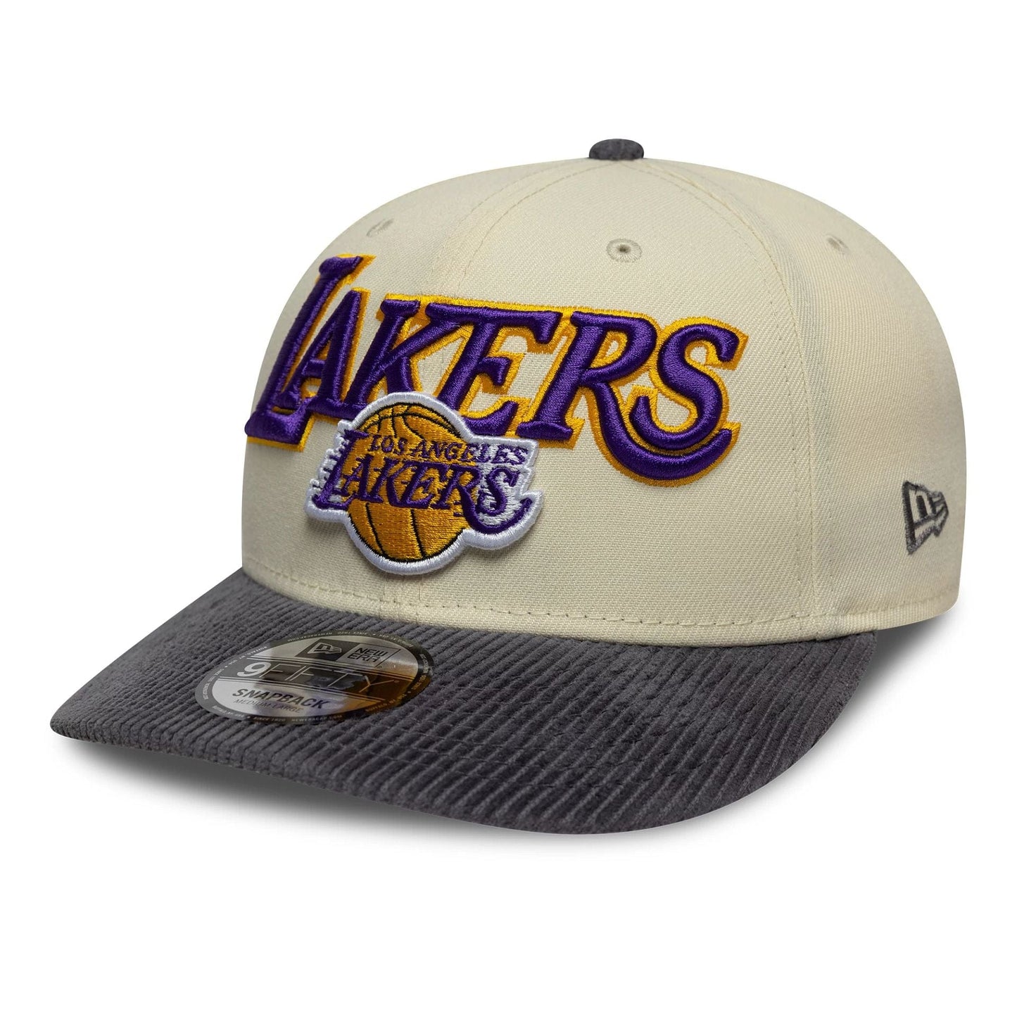 NEW ERA LA Lakers NBA Cord Visor Cream Pre-curved 9FIFTY Snapback Adjustable Cap
