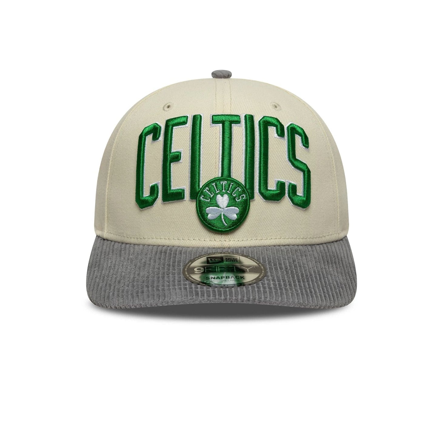 NEW ERA Boston Celtics NBA Cord Visor Cream Pre-curved 9FIFTY Snapback Adjustable Cap
