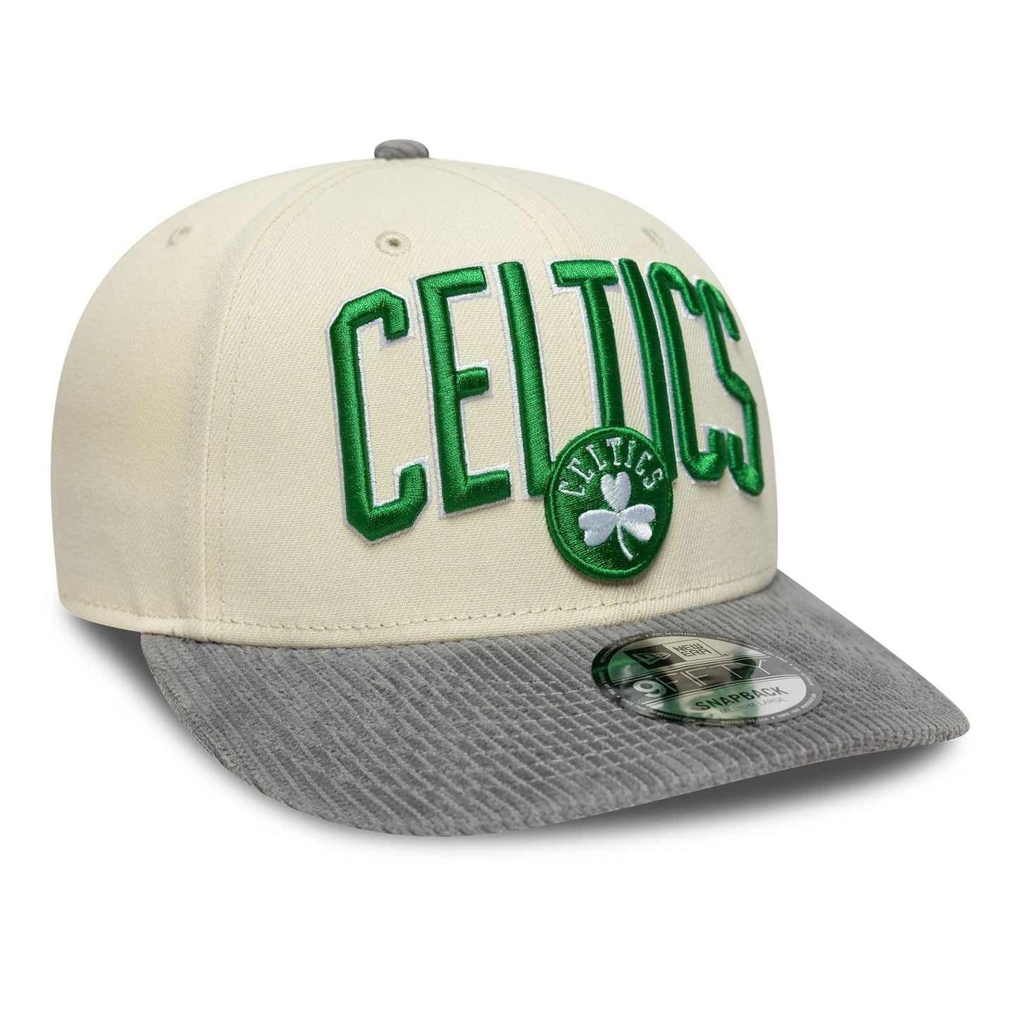 NEW ERA Boston Celtics NBA Cord Visor Cream Pre-curved 9FIFTY Snapback Adjustable Cap