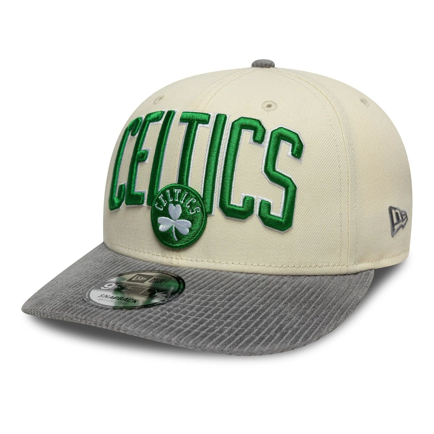 NEW ERA Boston Celtics NBA Cord Visor Cream Pre-curved 9FIFTY Snapback Adjustable Cap