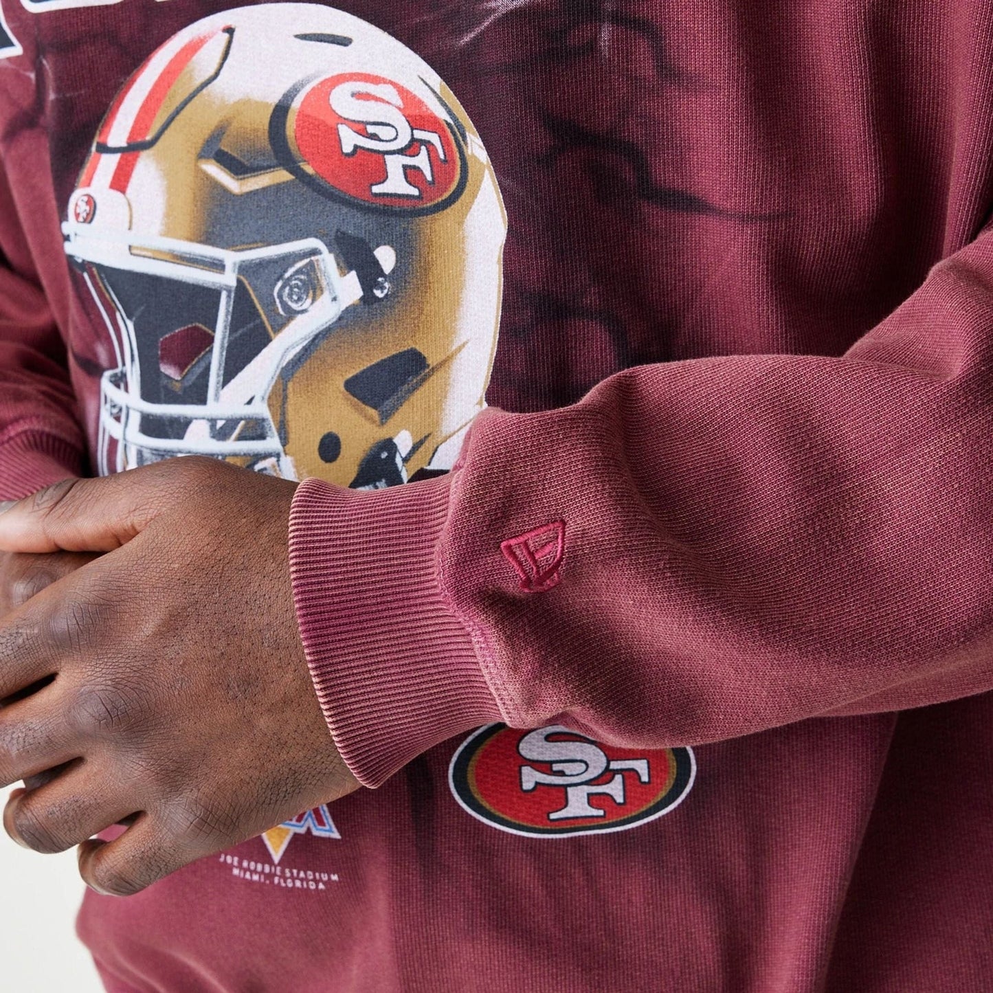 San Francisco 49ers NFL Washed Boxy Dark Red Oversized Crew Neck Sweater