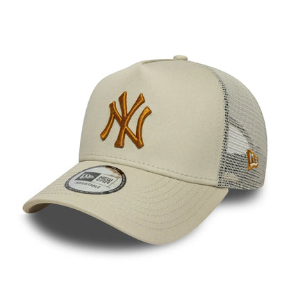 New Era New York Yankees MLB Light Beige 9FORTY A-Frame Trucker Cap