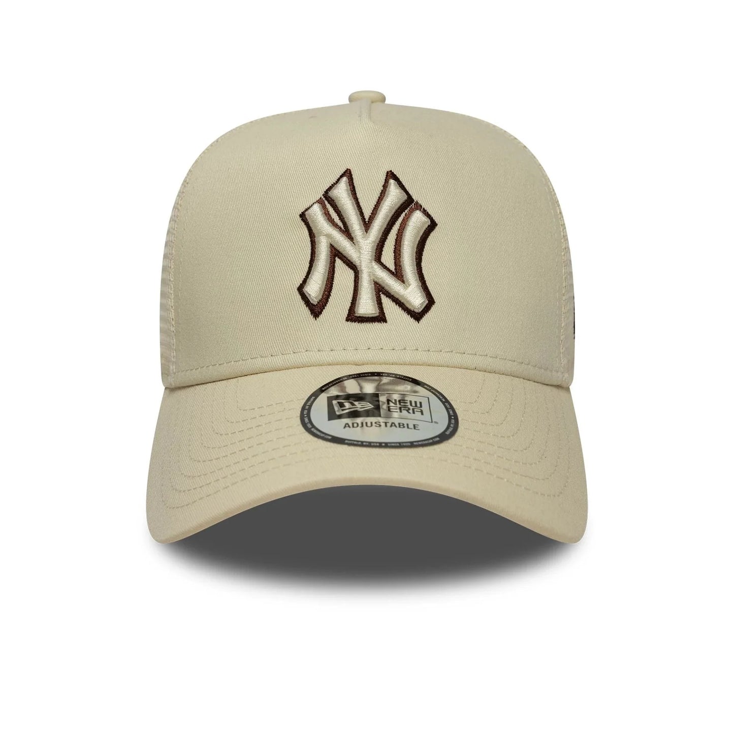 New Era New York Yankees MLB Outline Cream 9FORTY E-Frame Trucker Cap