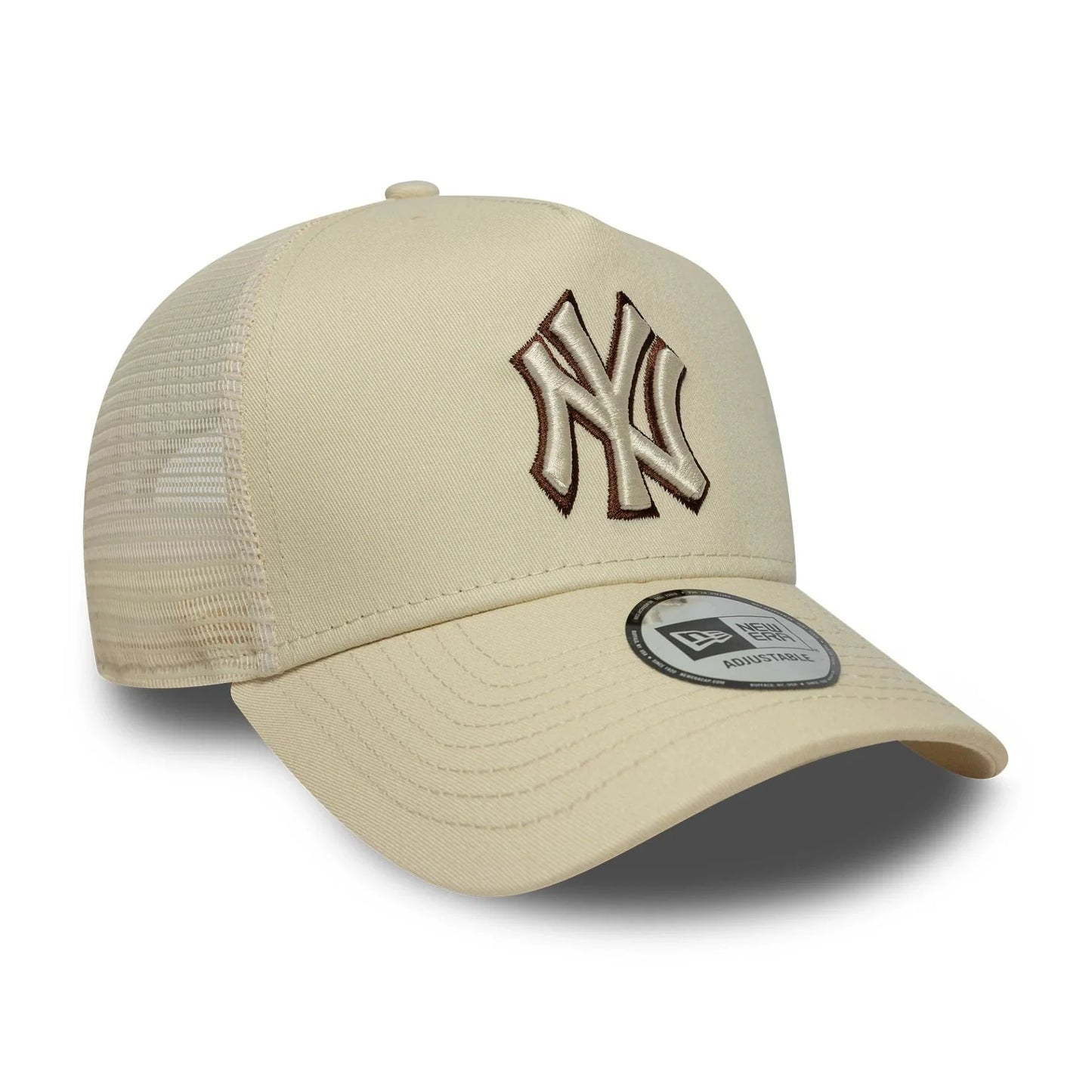 New Era New York Yankees MLB Outline Cream 9FORTY E-Frame Trucker Cap