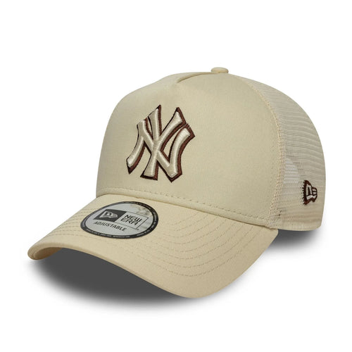 New Era New York Yankees MLB Outline Cream 9FORTY E-Frame Trucker Cap
