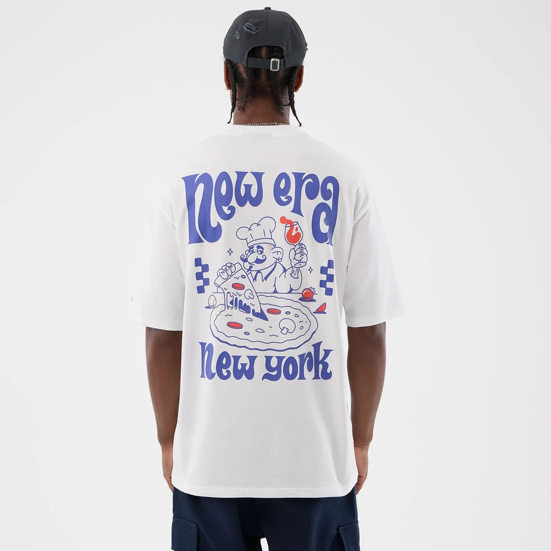 NEW ERA Fun Pizza Graphic White Oversized T-Shirt