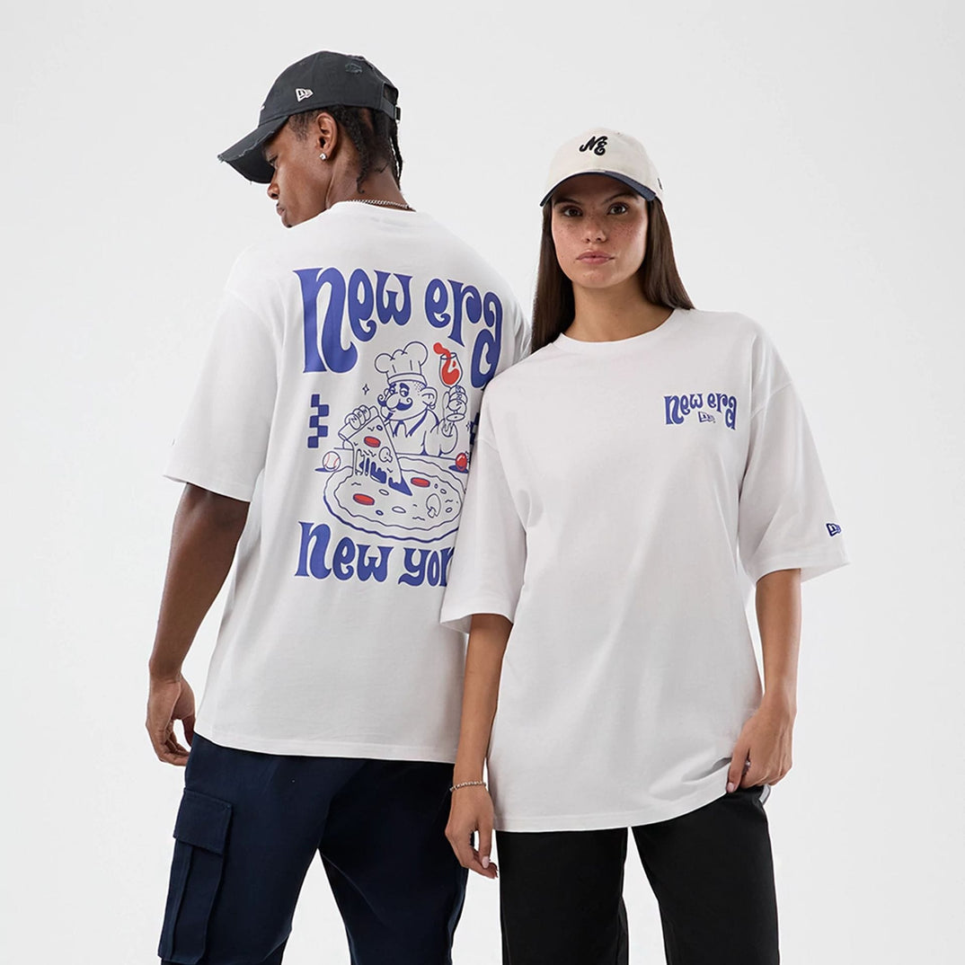 NEW ERA Fun Pizza Graphic White Oversized T-Shirt
