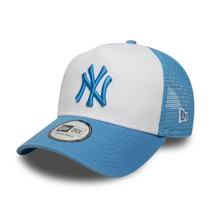 New Era New York Yankees MLB League Essential Pastel Blue 9FORTY A-Frame Trucker Adjustable Cap