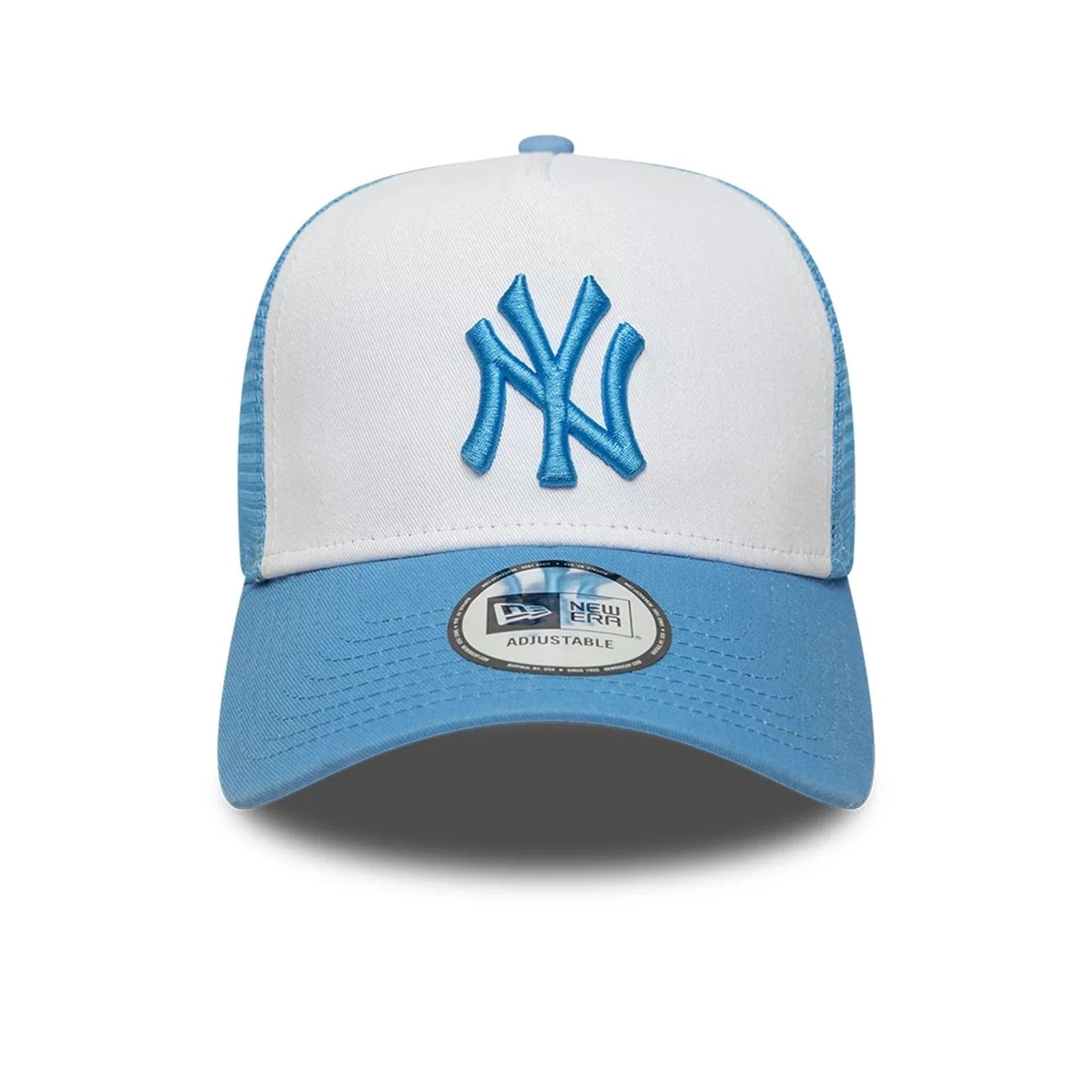New Era New York Yankees MLB League Essential Pastel Blue 9FORTY A-Frame Trucker Adjustable Cap
