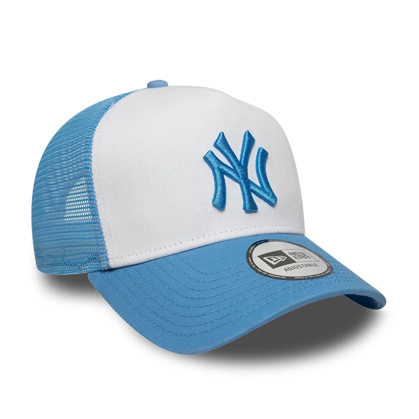 New Era New York Yankees MLB League Essential Pastel Blue 9FORTY A-Frame Trucker Adjustable Cap